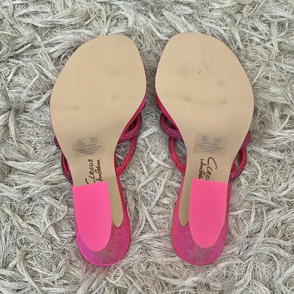 Circus NY by Sam Edelman Heddie Embellished Mule Sandals in Pink Punch Sz 6.5 - Picture 8 of 11